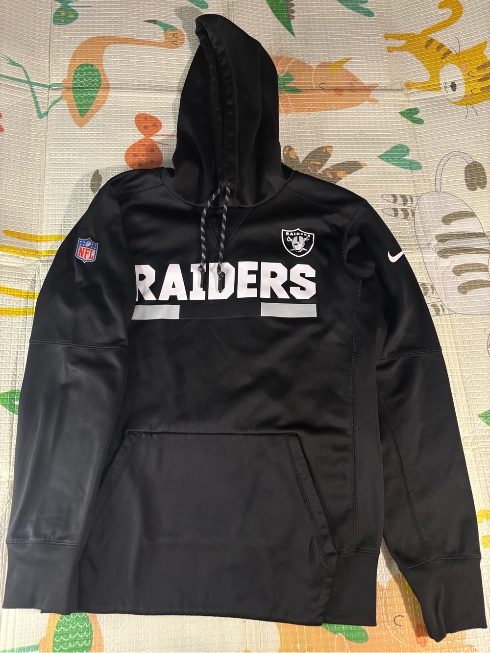 NFL Raiders Black & White Pullover Crewneck Hoodie